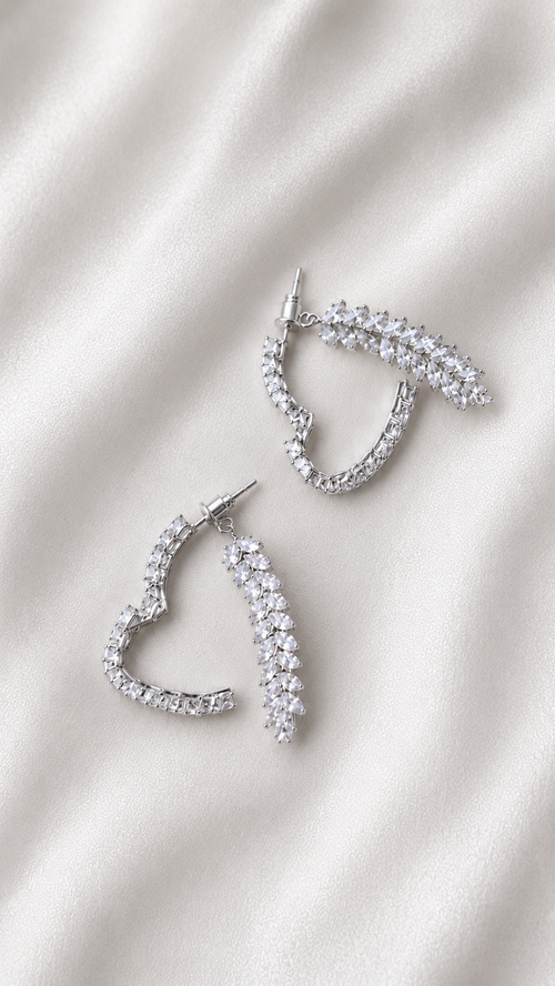 Aria Crystal Wheat Drop Earrings pair on neutral background