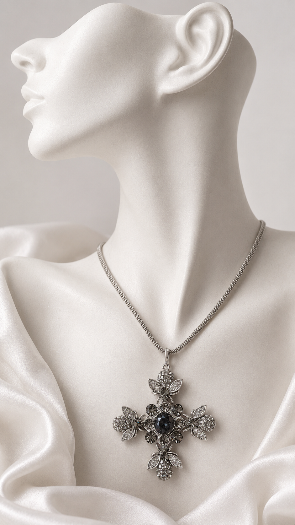 Aria Midnight Botanical Necklace full length on neutral background