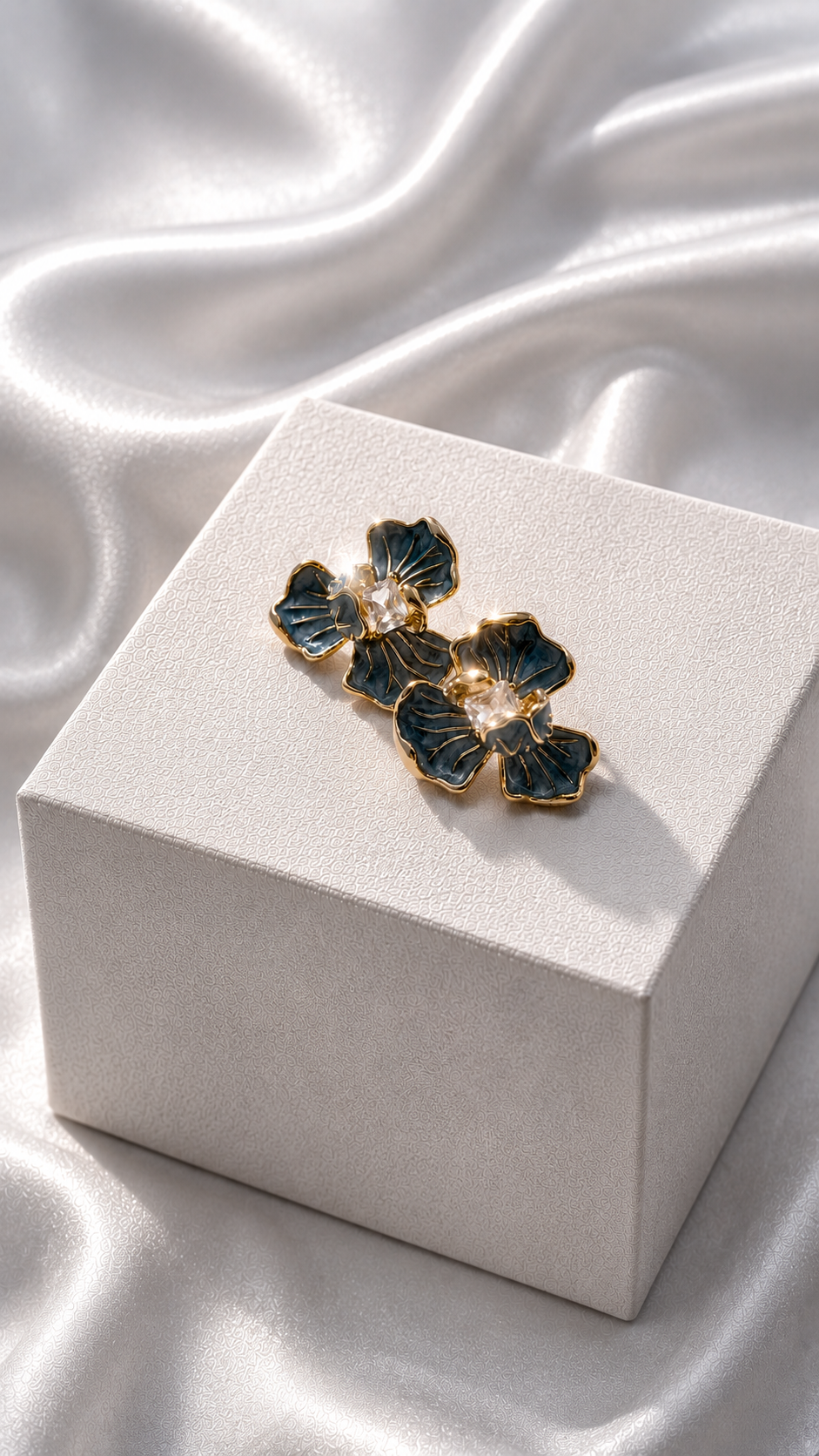 Aria Midnight Orchid Earrings - delicate orchid studs in dark finish