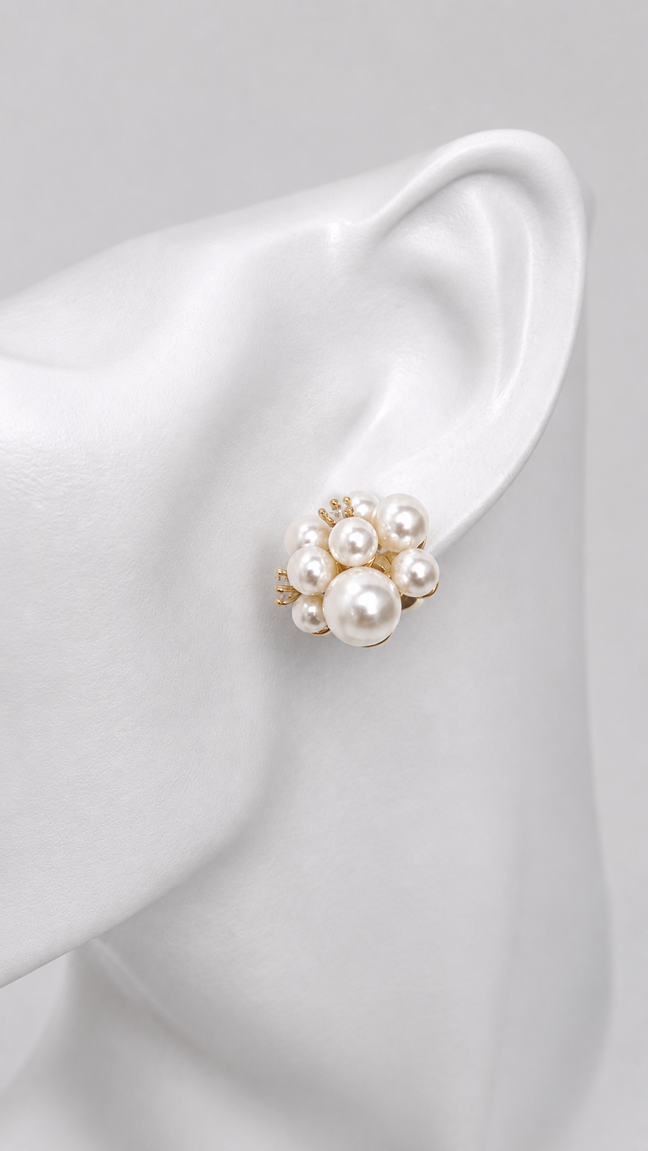 Aria Pearl Bloom Studs - gold floral studs with pearl centre