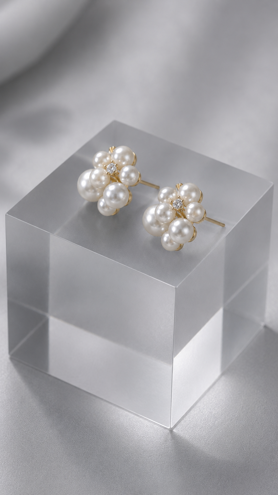Delicate petal detail on Aria Pearl Bloom Studs
