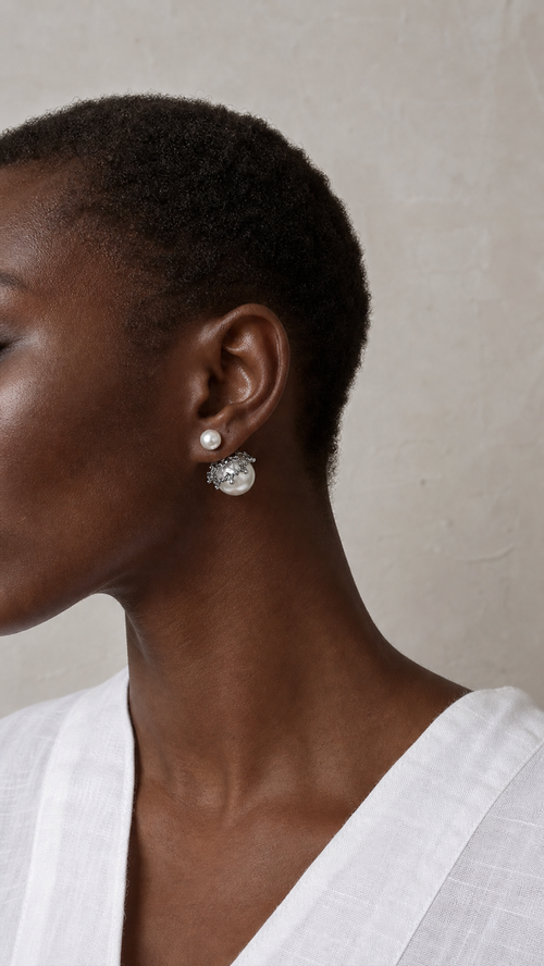 Crown Pearl Double Studs